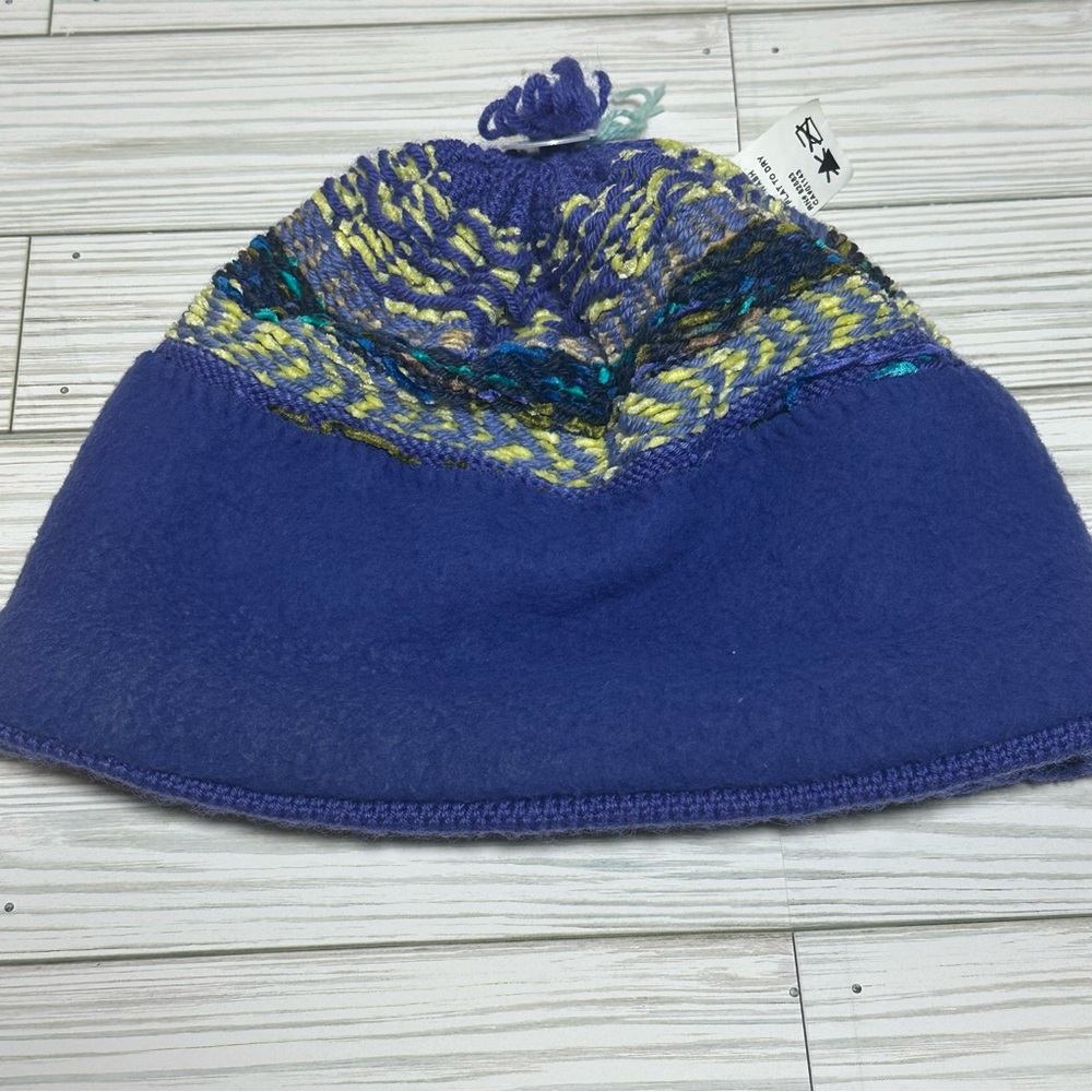 Turtle Fur Wool Blend Knit Beanie Hat Purple Multicolor Pom Winter Ski Cap - Picture 3 of 7